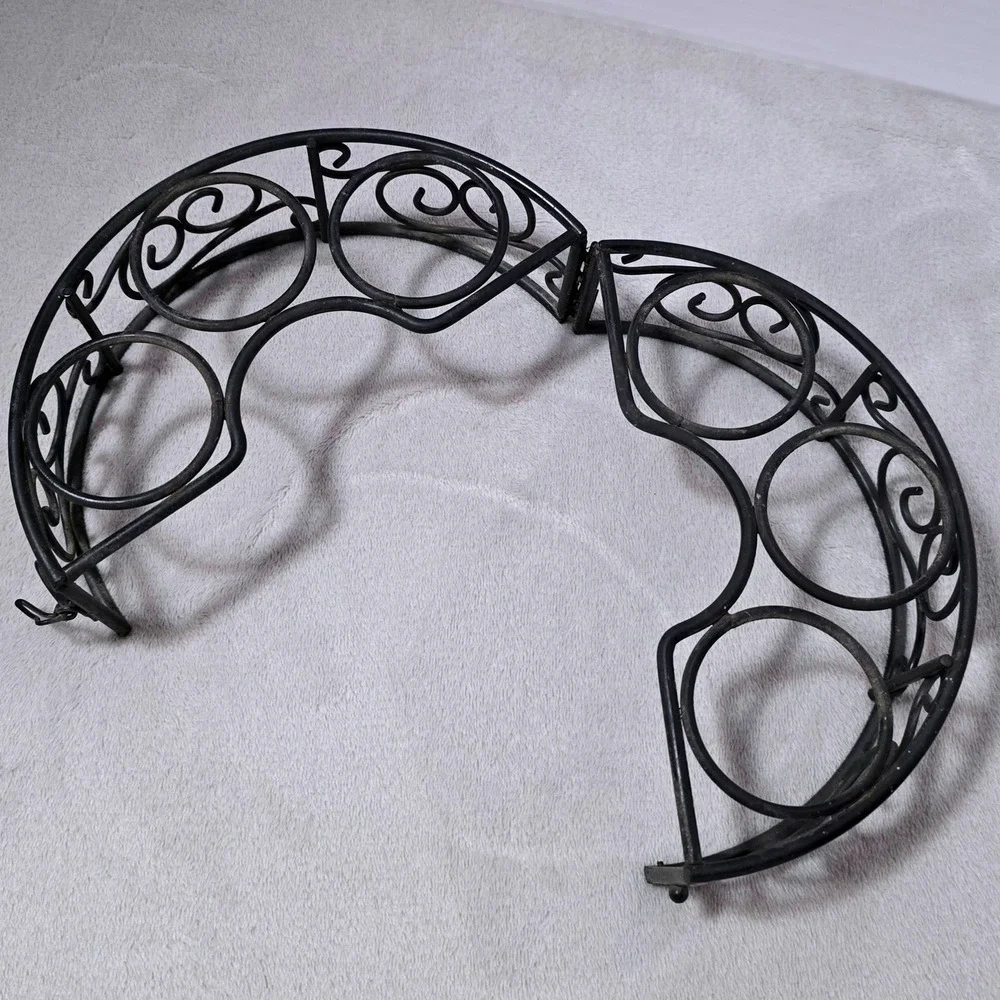 Vintage Black Metal 7-Candle Holder Folding Scrollwork Centerpiece